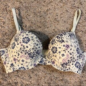 Lucky Brand Purple Floral Underwire Bra 34C
